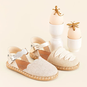 Conguitos - Sandali estivi in juta con zeppa per bambina comodi