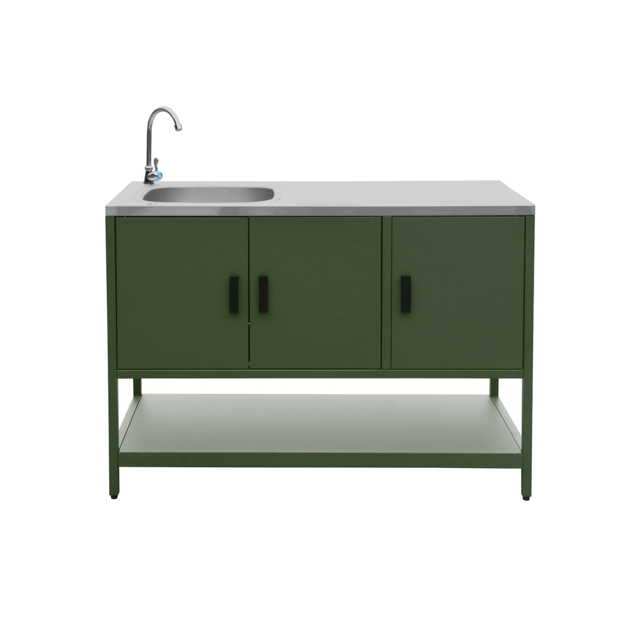 Cuisine d'extérieure 5 modules avec barbecue charbon de bois sur pieds, 2 étagères et thermomètre NAXOS BARBECUE CHARBON + 5 MODULES