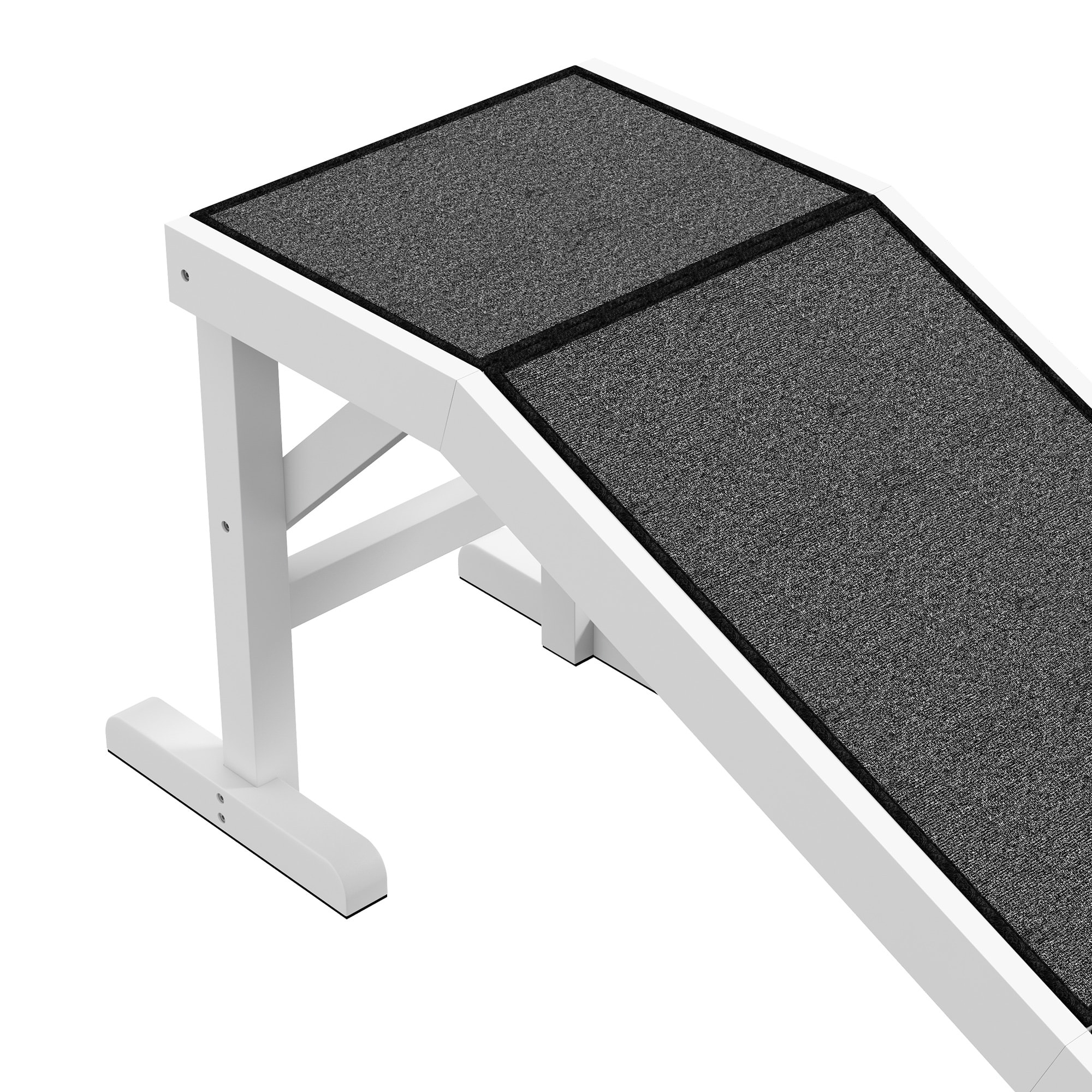 Rampa para Perros de Madera Rampa para Mascotas con Alfombra Antideslizante para Perros Pequeños Medianos y Grandes 152x40x50 cm Blanco y Gris