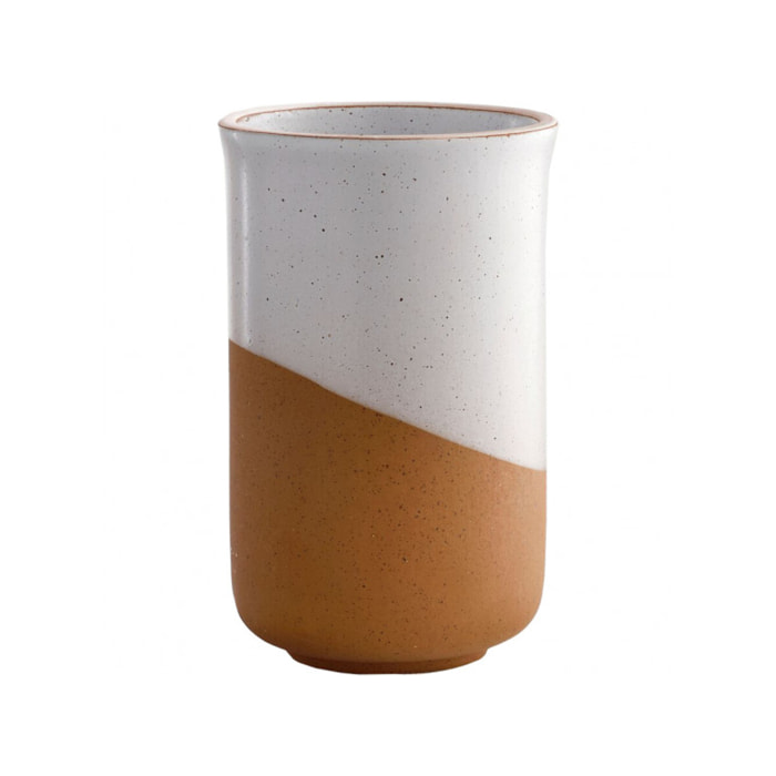 Vase bicolore en faïence blanc et marron H15cm - TUP 681