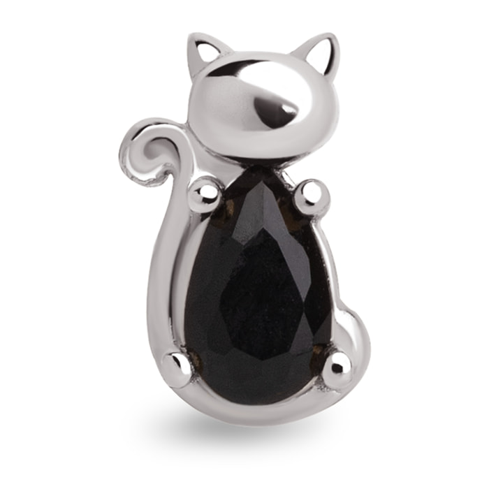 Orecchino Singolo Cat Black in Argento