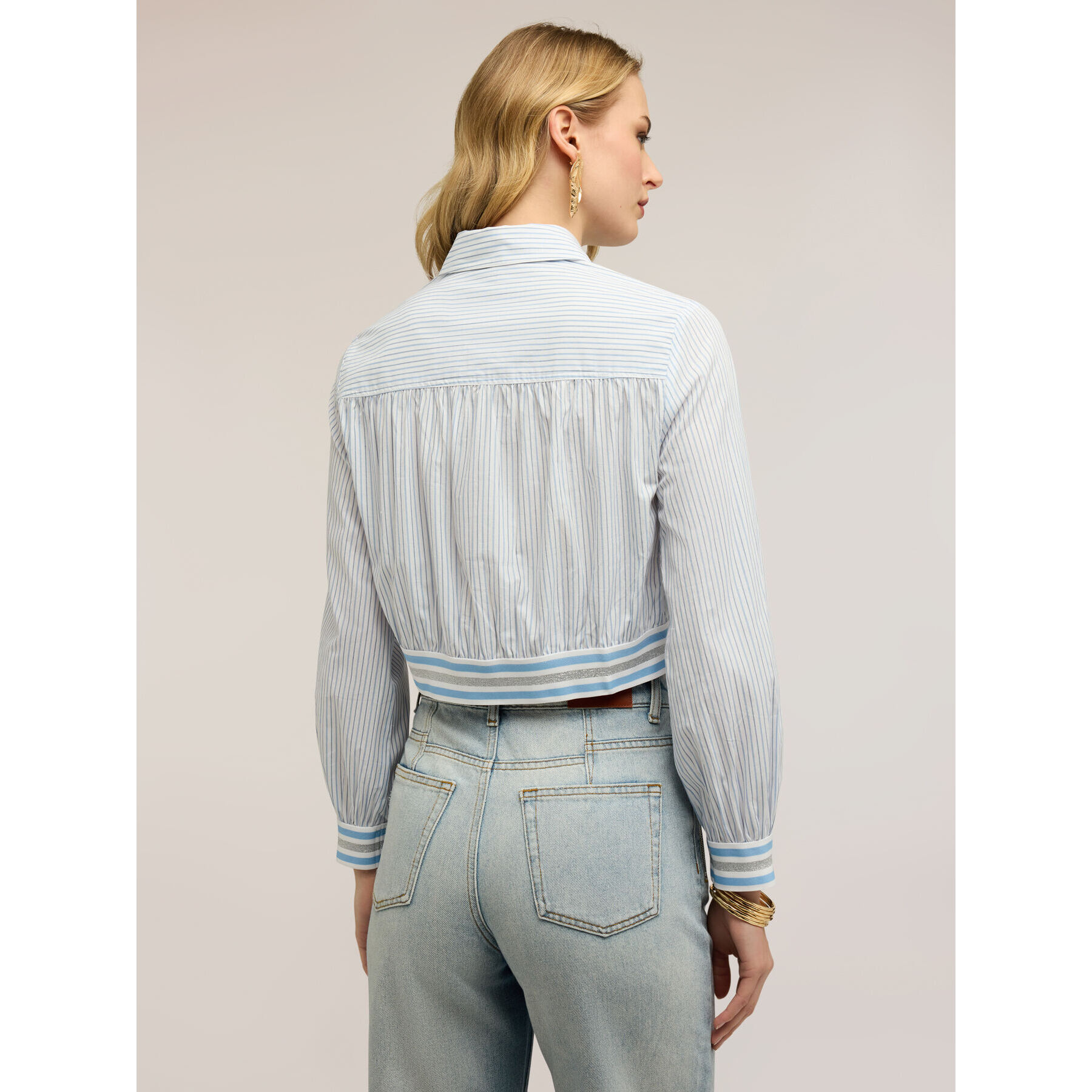 Motivi - Camisa corta a rayas - Light - blue