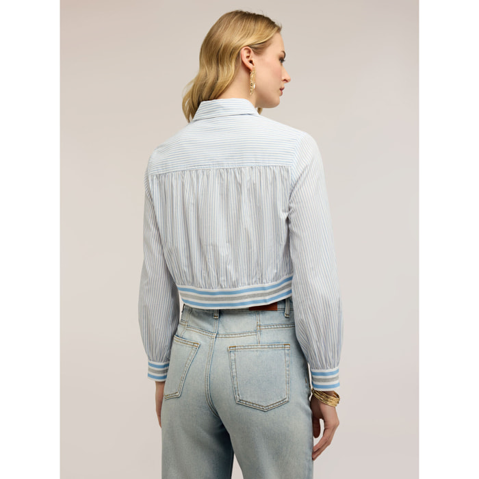 Motivi - Camisa corta a rayas - Light - blue