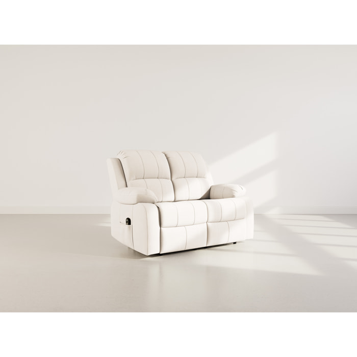 Armand - Canapé 2 places relax électrique en velours côtelé - Beige