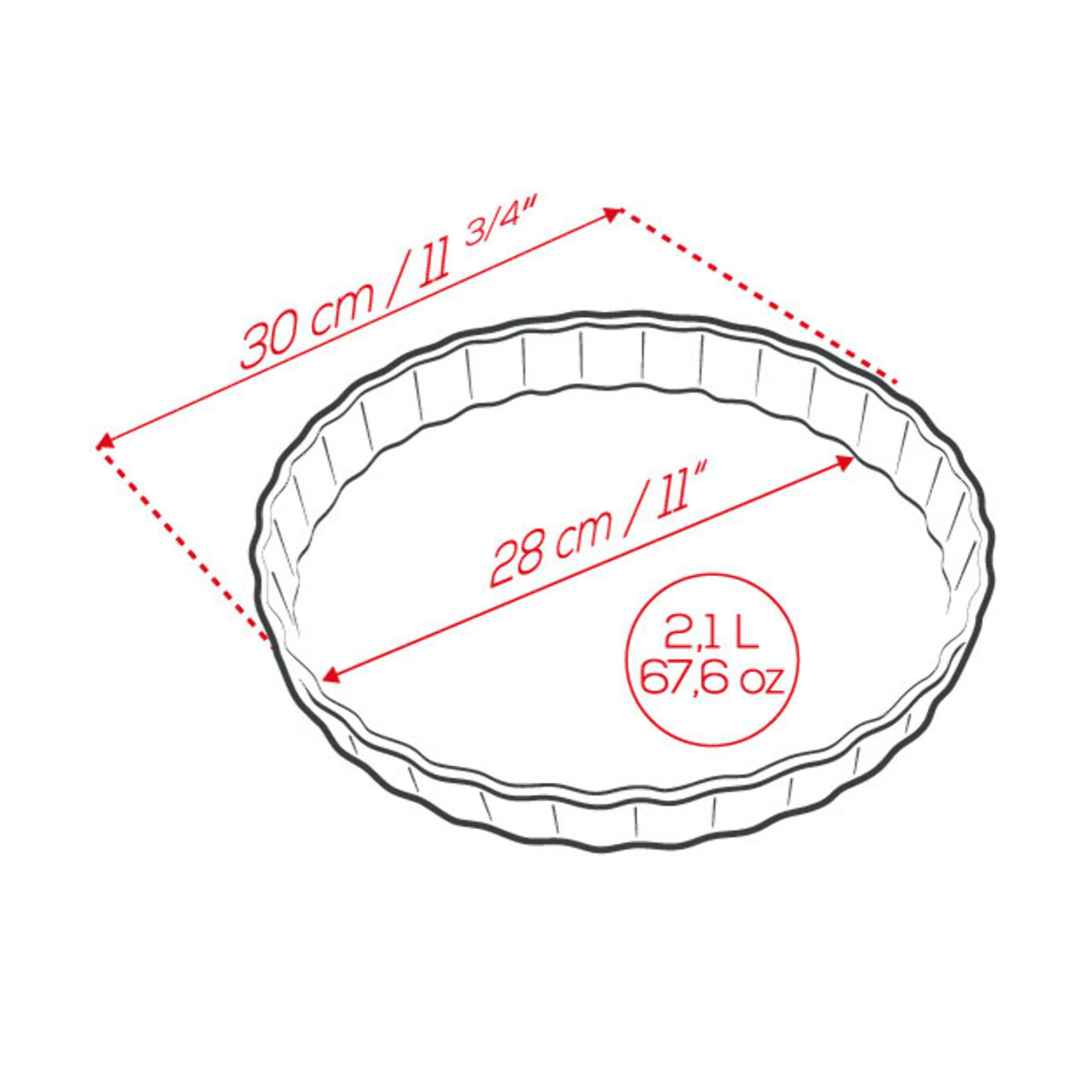 Moule à tarte festonné gris argent 30 cm Délices