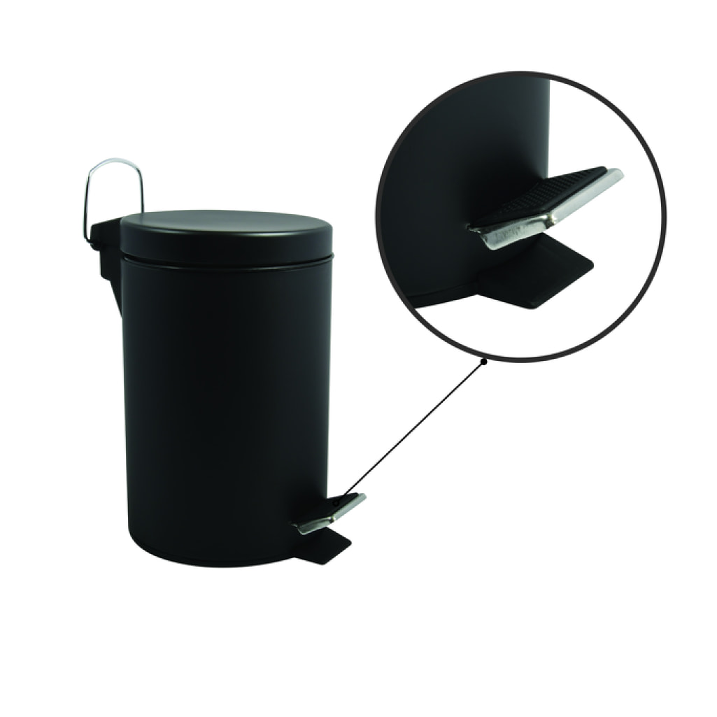 Poubelle à pédale Inox 3L Noir MSV