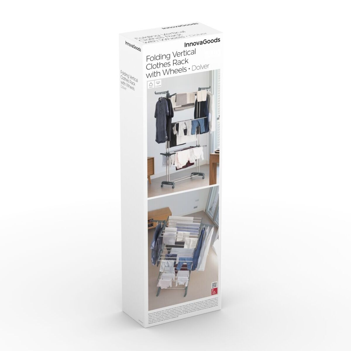 Stendibancheria Verticale Pieghevole con Ruote Dolver InnovaGoods 24 Sbarre