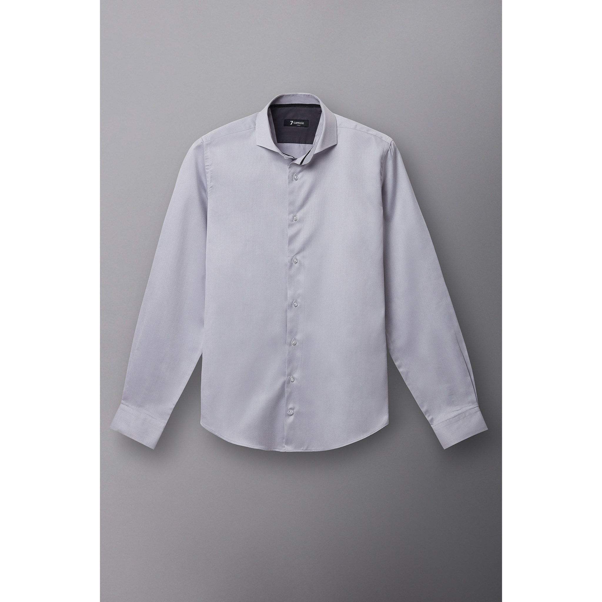 Camicia Uomo 1 Bottone Francese Slim Armaturato Fantasia Grigio