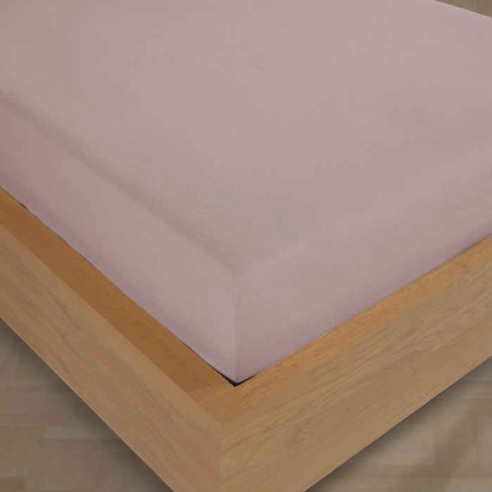 Drap housse Flanelle de coton rose