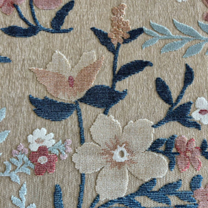 GARDEN - Tapis d'intérieur / extérieur à motif floral beige, rouge, blanc, bleu