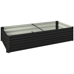 Jardinière rectangulaire carré potager dim. 150L x 70l x 30H cm acier ondulé anthracite