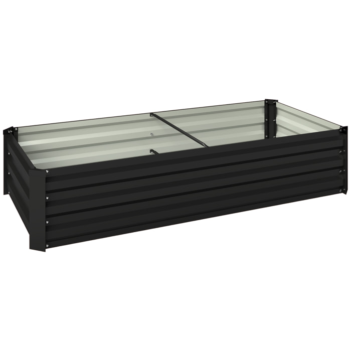 Jardinière rectangulaire carré potager dim. 150L x 70l x 30H cm acier ondulé anthracite