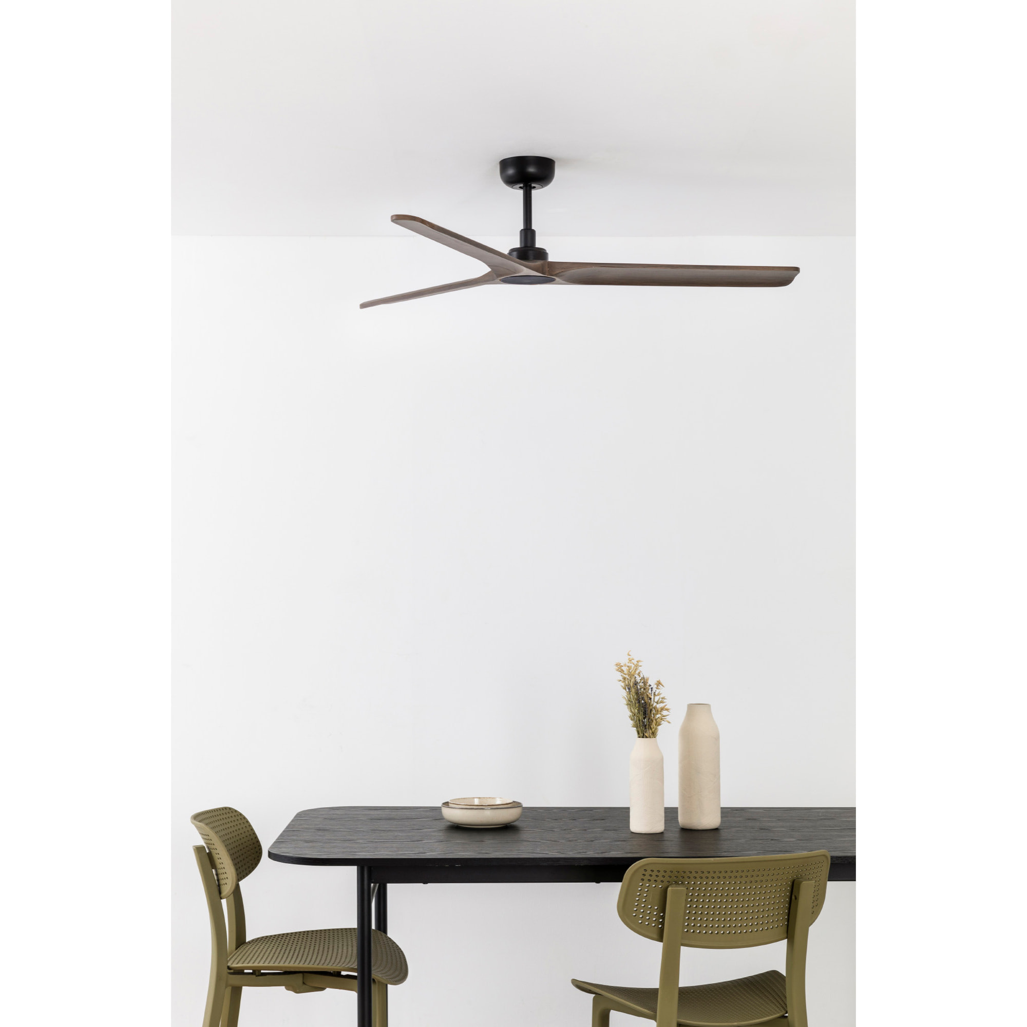 HEYWOOD L Ventilateur de plafond noir/noyer TUYA