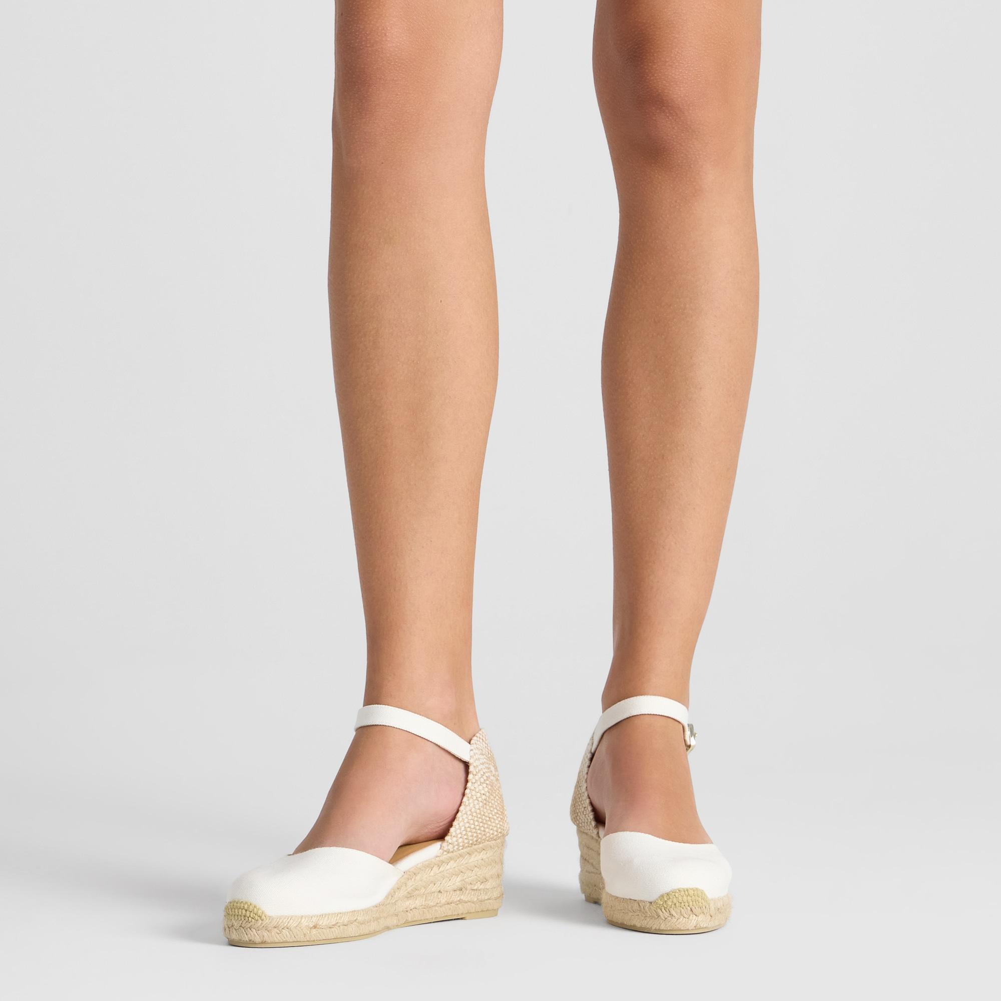 Alpargata de cuña 3 cm en lona de algodón con pulsera y hebilla