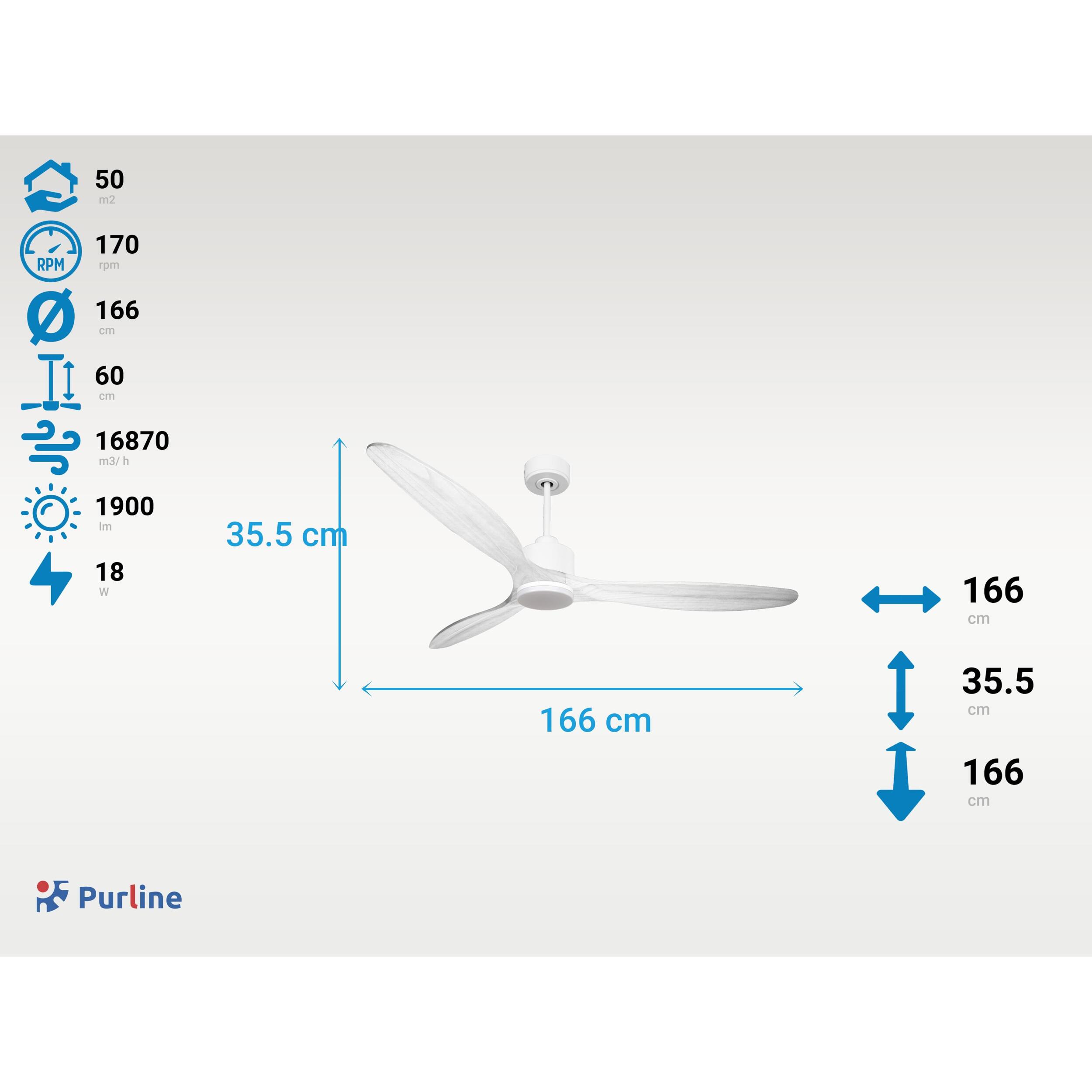 Ventilateur de plafond Réversible  Thermostat Dimmable Wifi Moteur à courant continu Toits en pente Télécommande Lumière à trois tons Hypersilence Mémoire