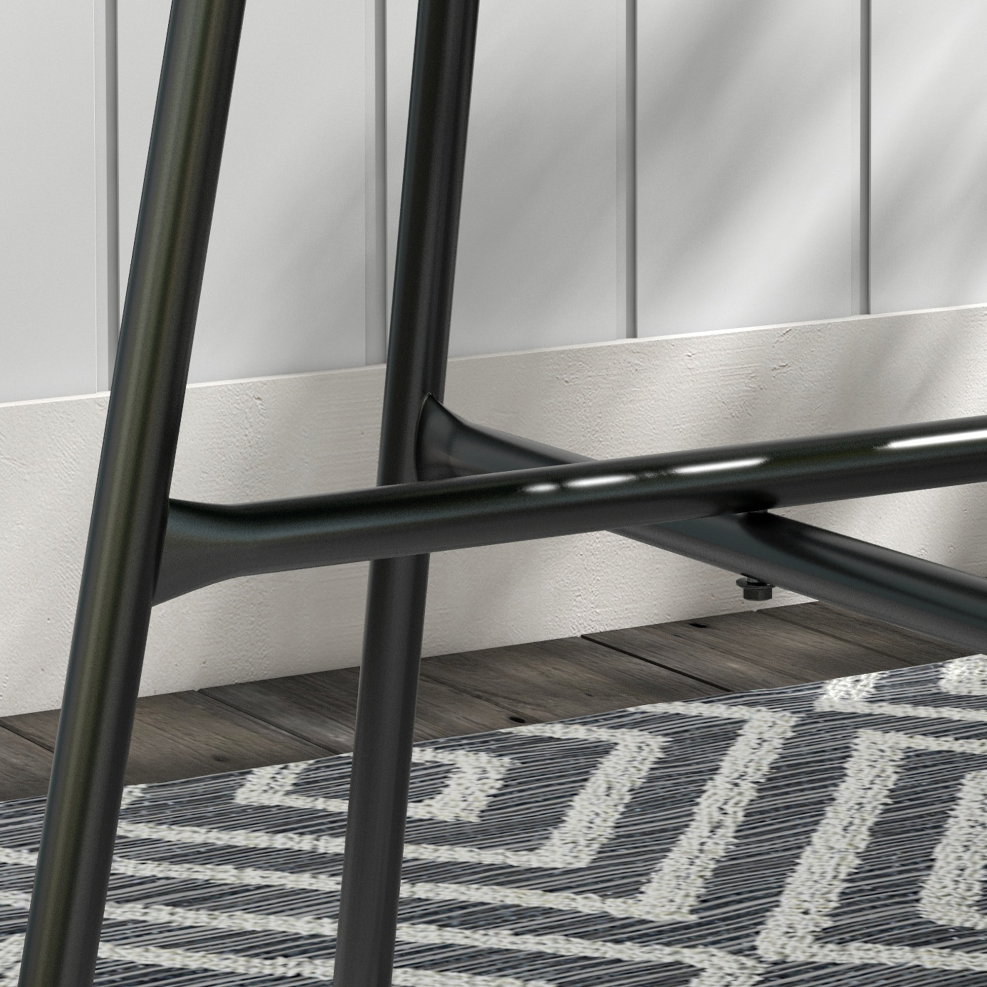 Mesa de Jardín de Ratán Sintético Mesa de Centro Redonda para Exteriores con Tablero de Vidrio Templado y Patas de Metal para Patio Balcón Ø50x50 cm Negro