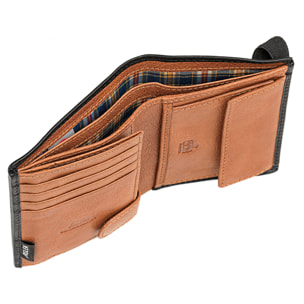 Cartera Hombre Piel Jaslen Hannover Negro-Tostado