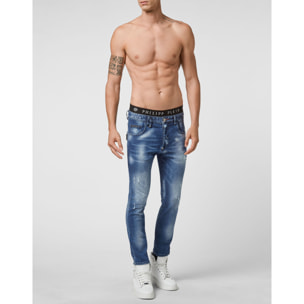PHILIPP PLEIN Denim Trousers Skinny Destroyed Iconic Plein