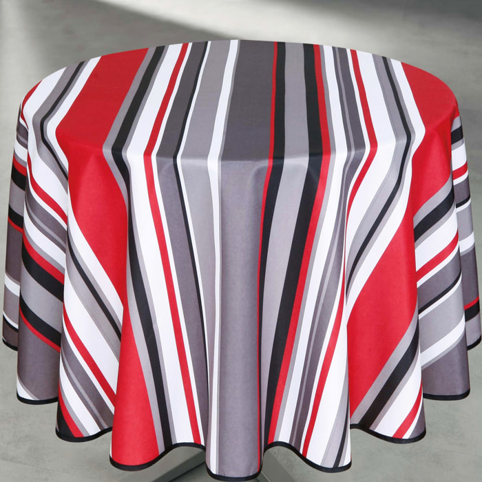 Nappe ronde anti taches à rayures - Rouge