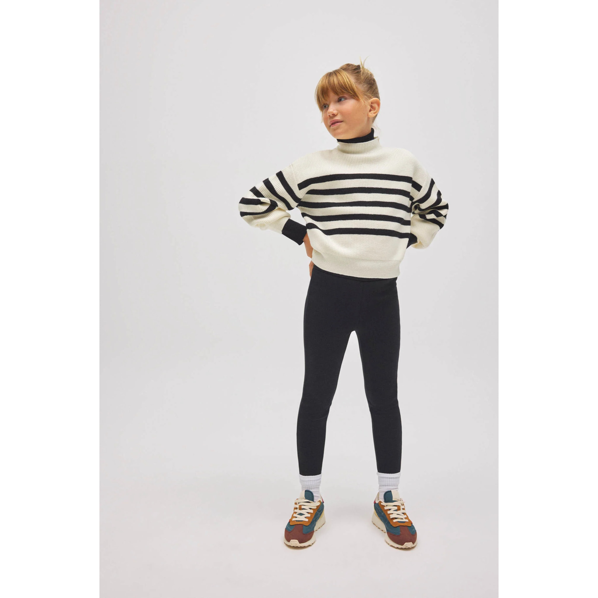 Leggings termici da bambina in pile nero