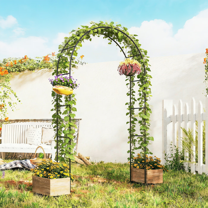 Arche de jardin métal - 145x39x237cm - noir
