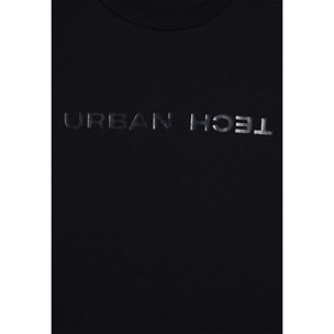 T-shirt regular con spalle raglan e doppia stampa lucida