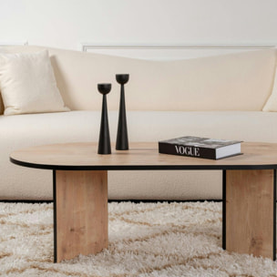 Table basse ovale effet bois & fini noir - pieds en V MARFA