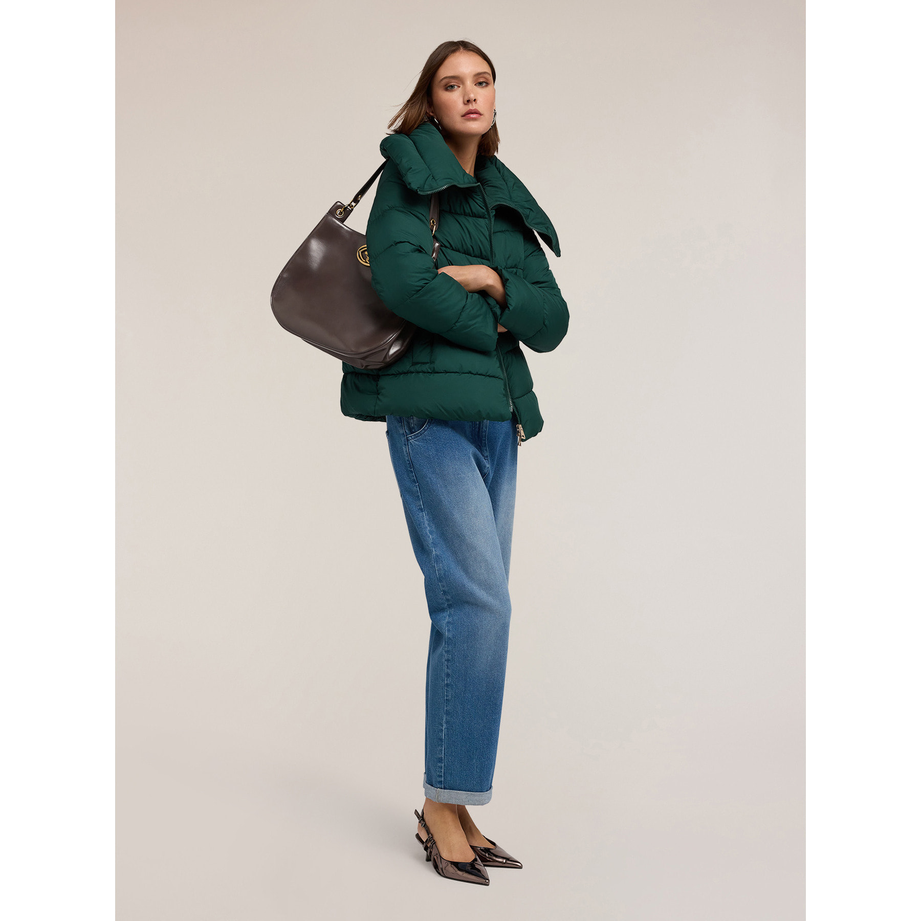 Motivi - Plumífero grueso con cuello alto - Verde