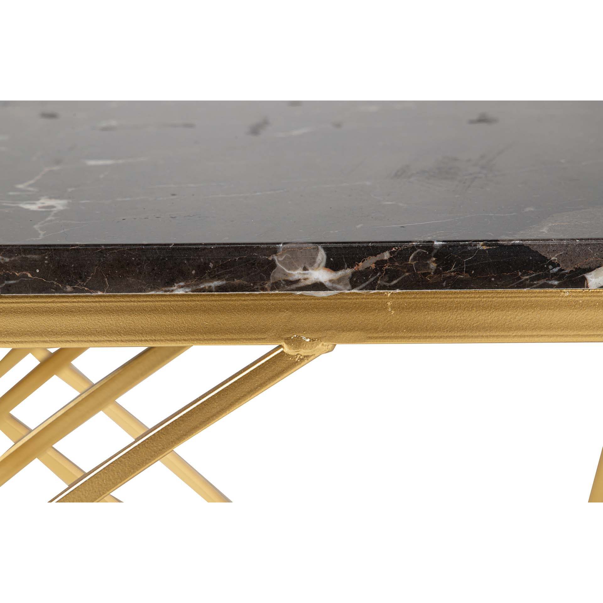 Consola Metal Marmol Negro 104x30x79 Cm