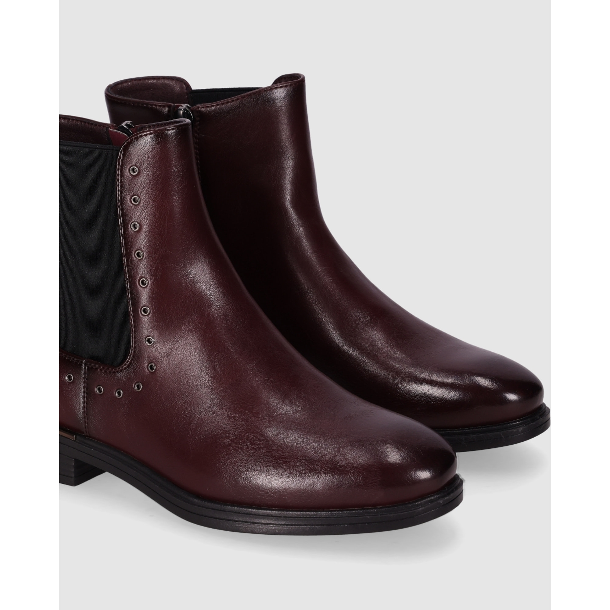 Botines - Vino - Tacón: 3 cm