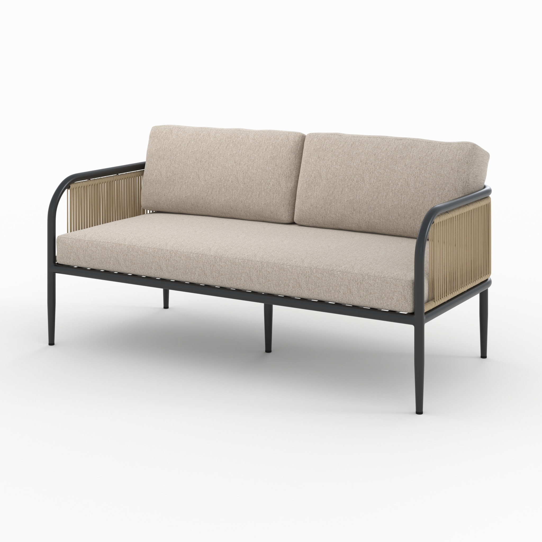 Canapé de jardin 3 places en métal et tissu beige - Wilo