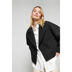 Giaccone corto Lona nero doppiopetto con particolari Polo Club