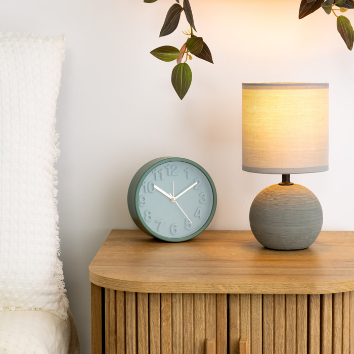 Lampe "Timeo" gris clair striée - céramique H25 cm