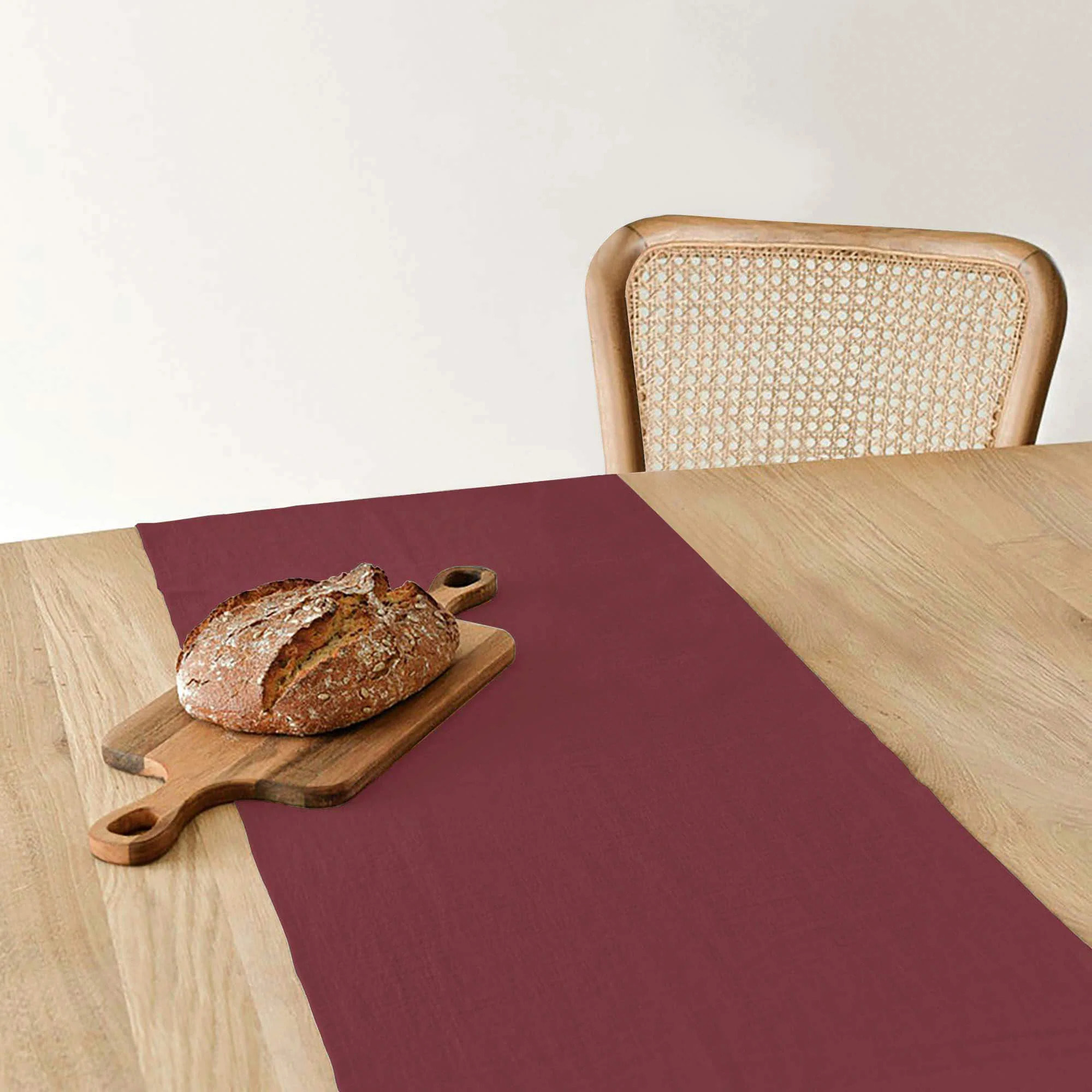 Chemin de table 100% lin Bordeaux 45x140 cm