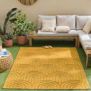 SANTORINI - Tapis d'intérieur/extérieur à motifs en relief arc - Jaune