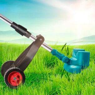 Desbrozadora 21V con 15000rpm, 650W de potencia y doble batería de 15000mAh. Con ruedas extraíbles.