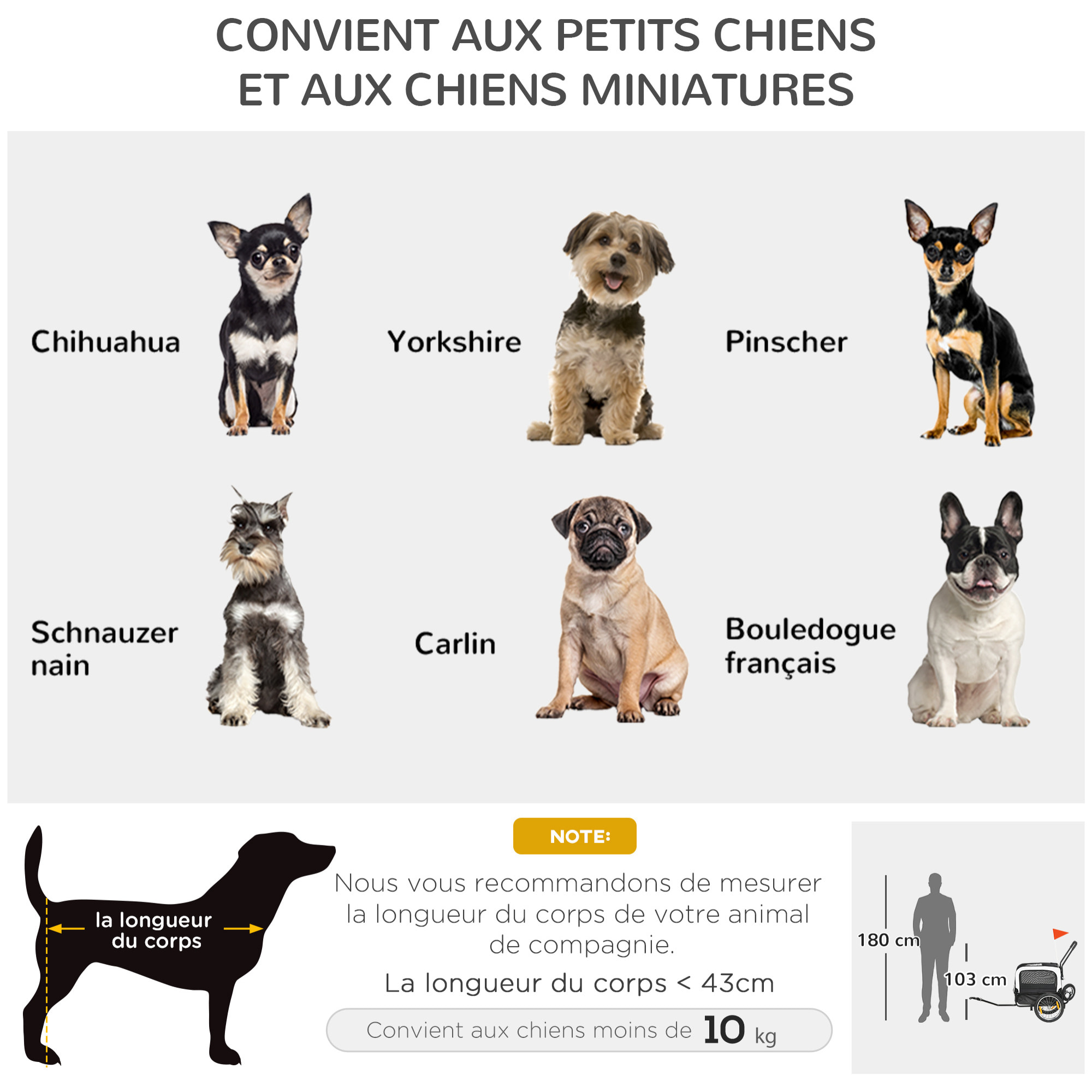 Remorque vélo jogger 2 en 1 pour chien - remorque à vélo pour chien - attache, drapeau, roue AV pivotante, réflecteurs - noir