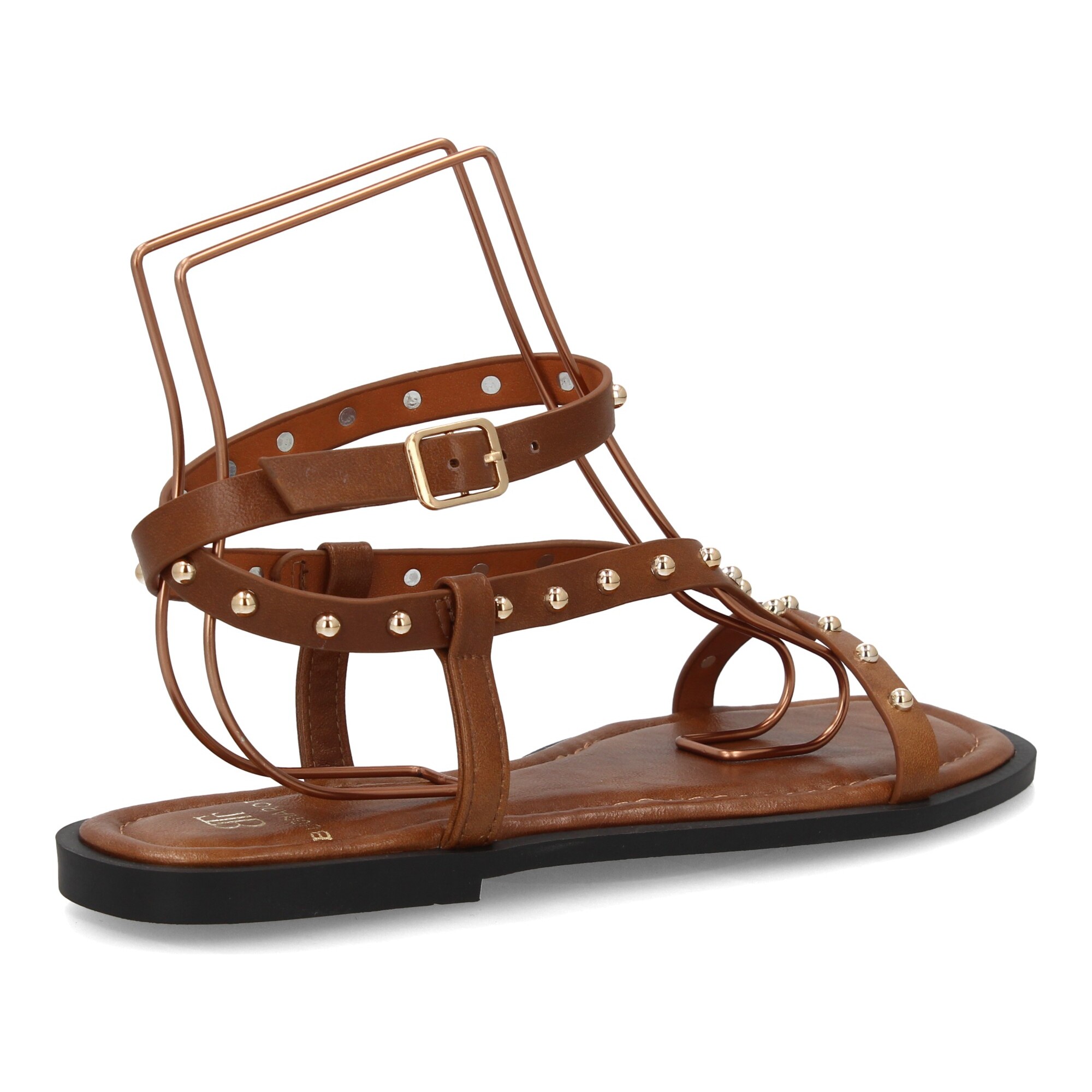 Sandalia plana mujer con tachuelas metálicas