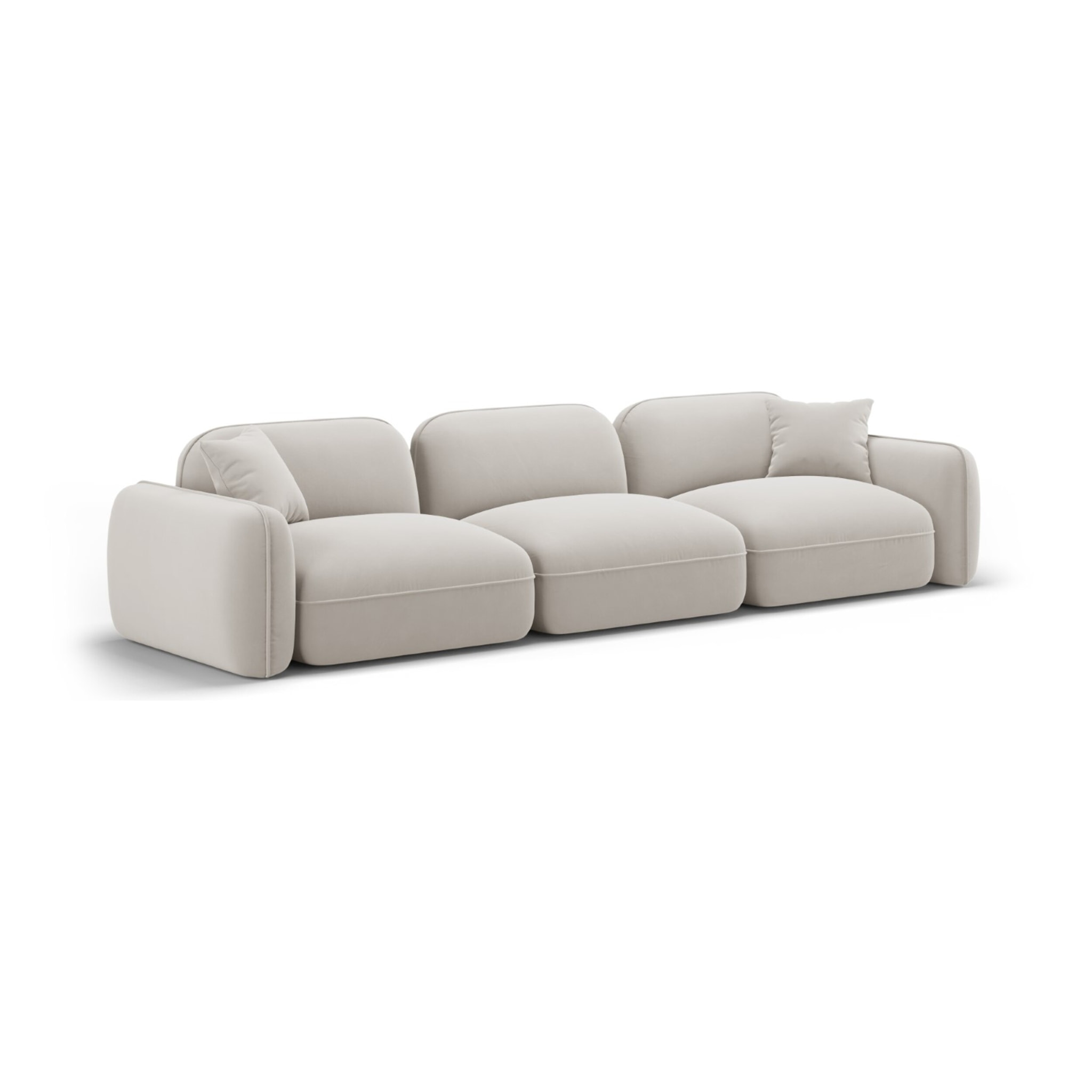 Canapé modulable "Lucien" 4 places en velours beige clair