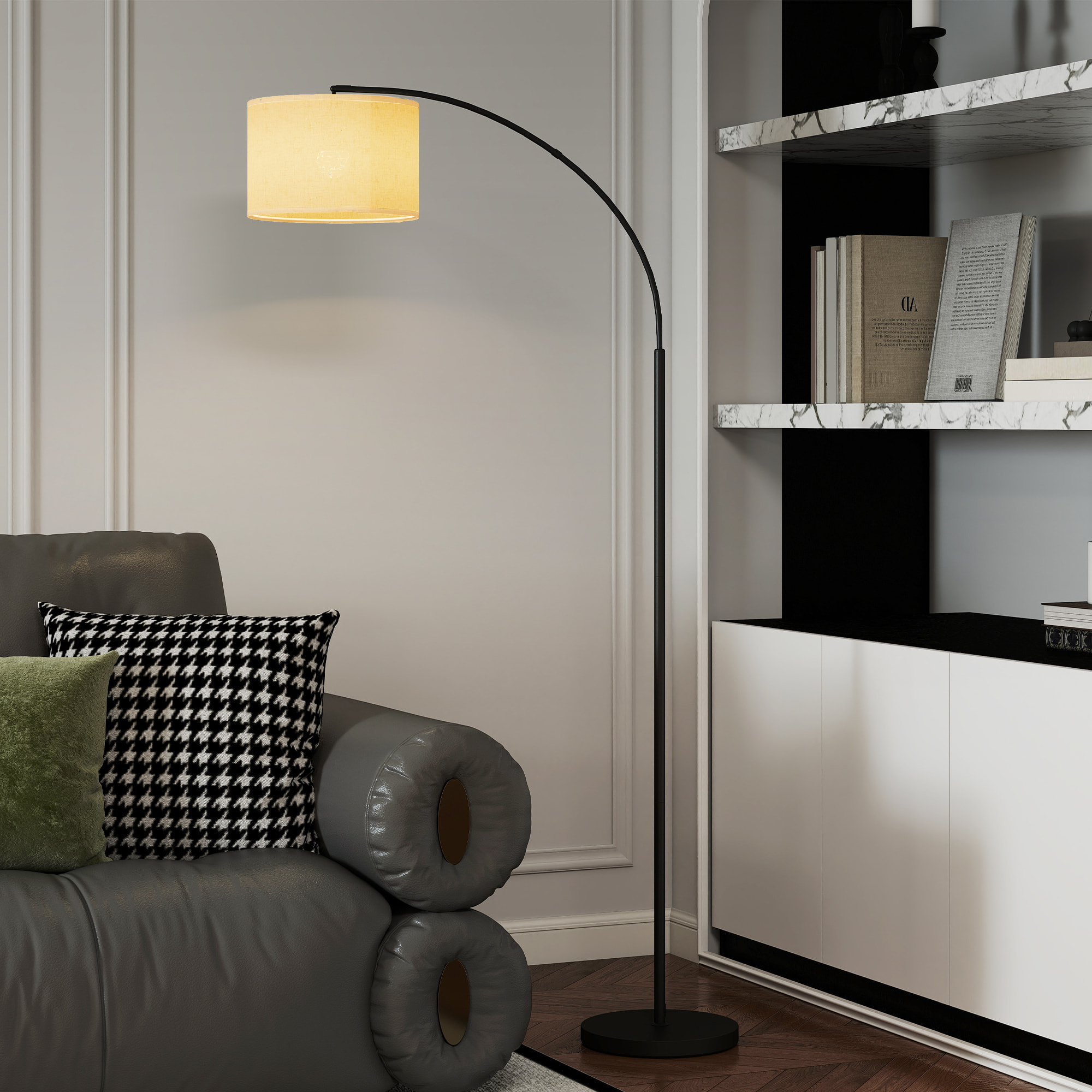 Lampadaire LED dimmable H.180 cm avec télécommande abat-jour réglable 11 température couleurs et niveaux de luminosité noir