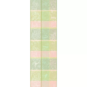 Chemin de table pur coton motif jacquard rose vert Mille printemps eclosion