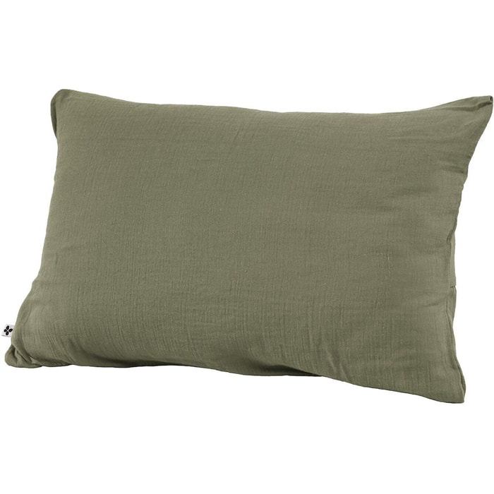 Taie d'oreiller 100 % gaze de coton kaki