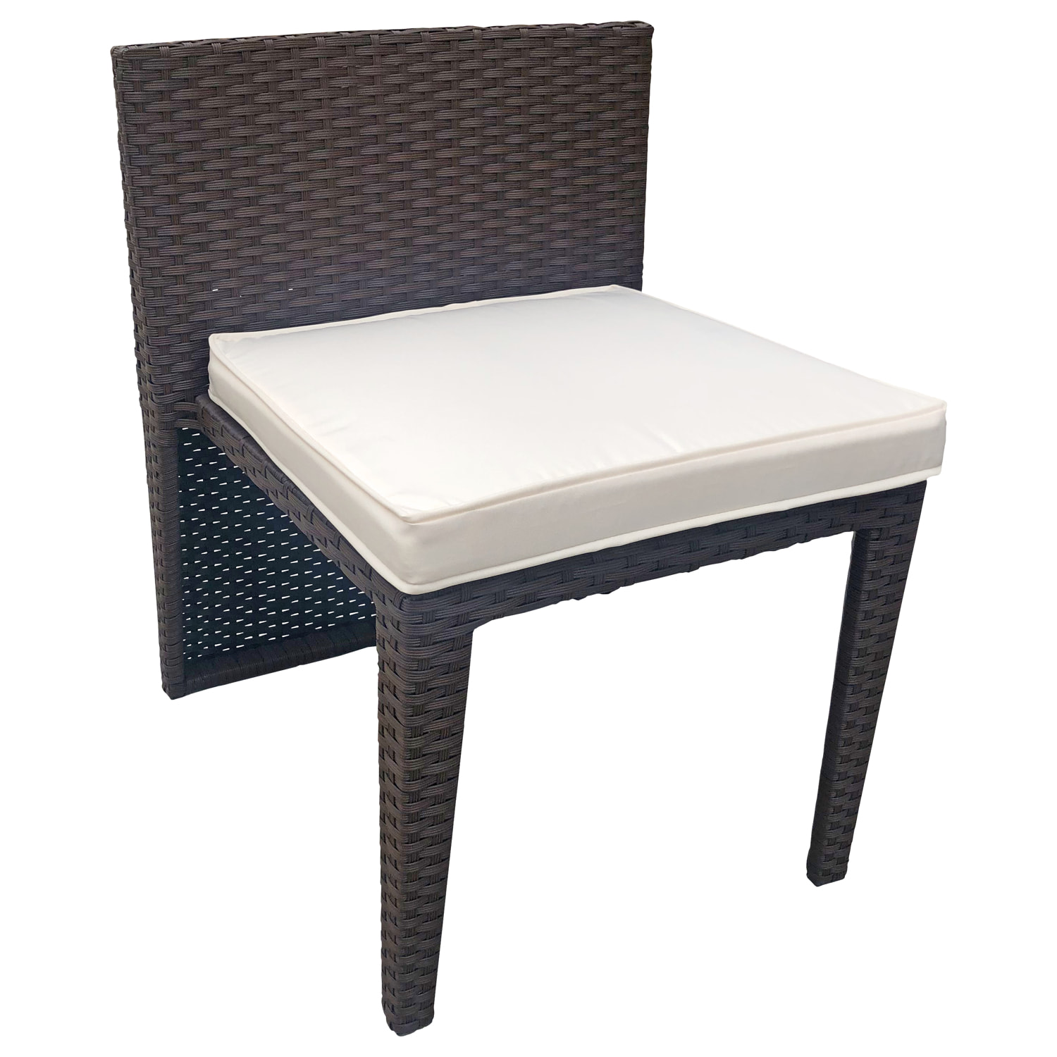 Salon de jardin encastrable SANTORIN en résine tressée marron 2 places - coussins ivoire