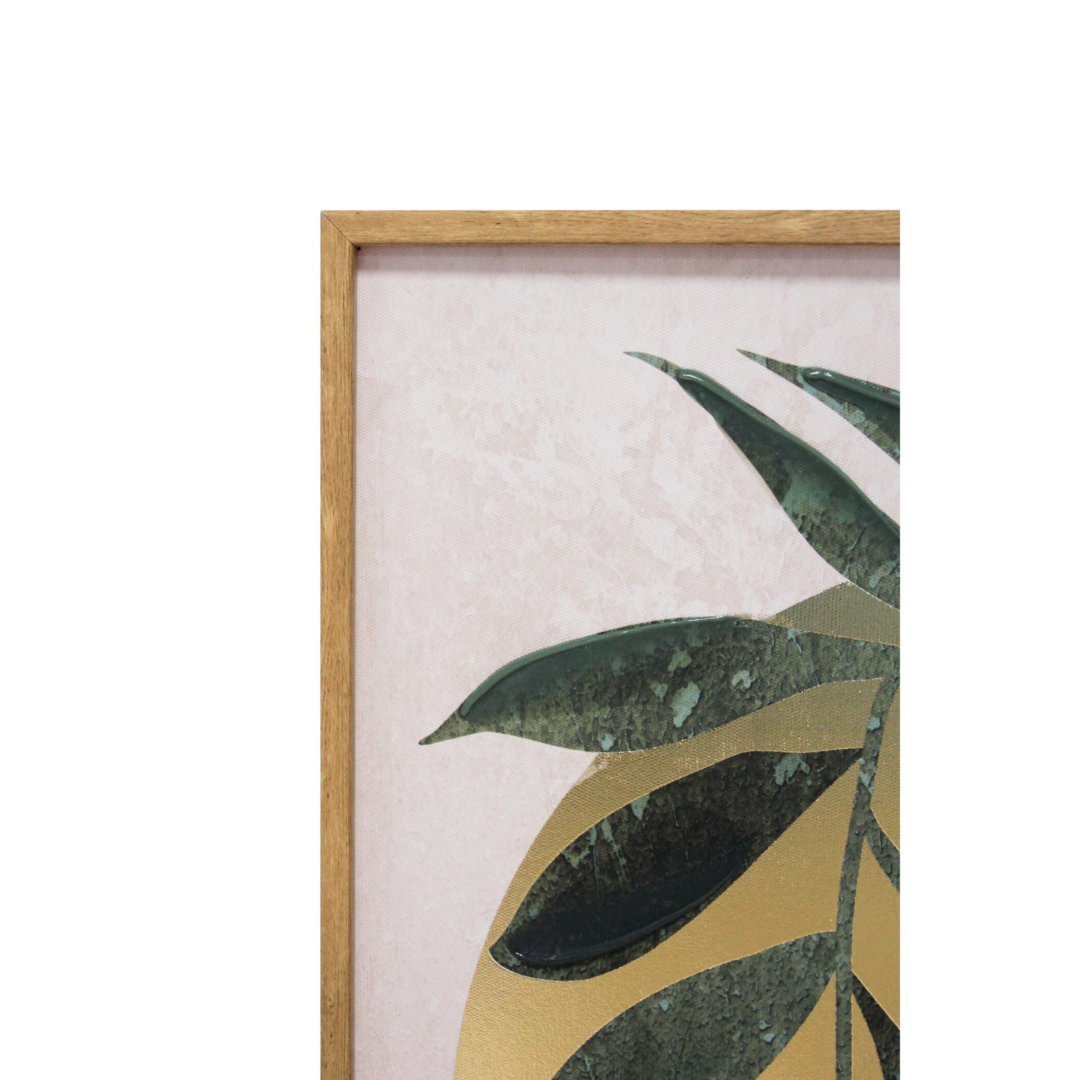 Cuadro Roman poliéster verde-terracota-dorado 91x61x4cm