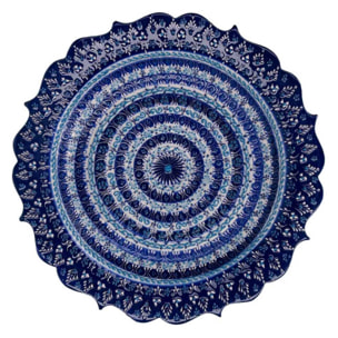 Piatto decorativo in ceramica blu cm ø30h3