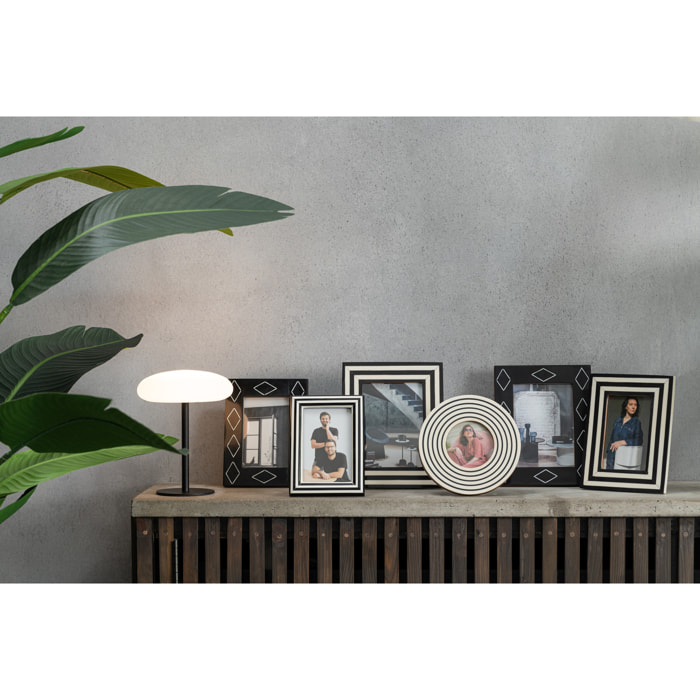 J-Line cadre photo Rectangle Lignes Plates - plastique - noir/blanc - small