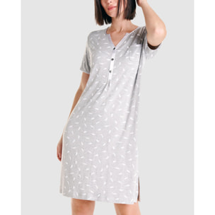 Camisón corto mujer plumas manga corta ligero