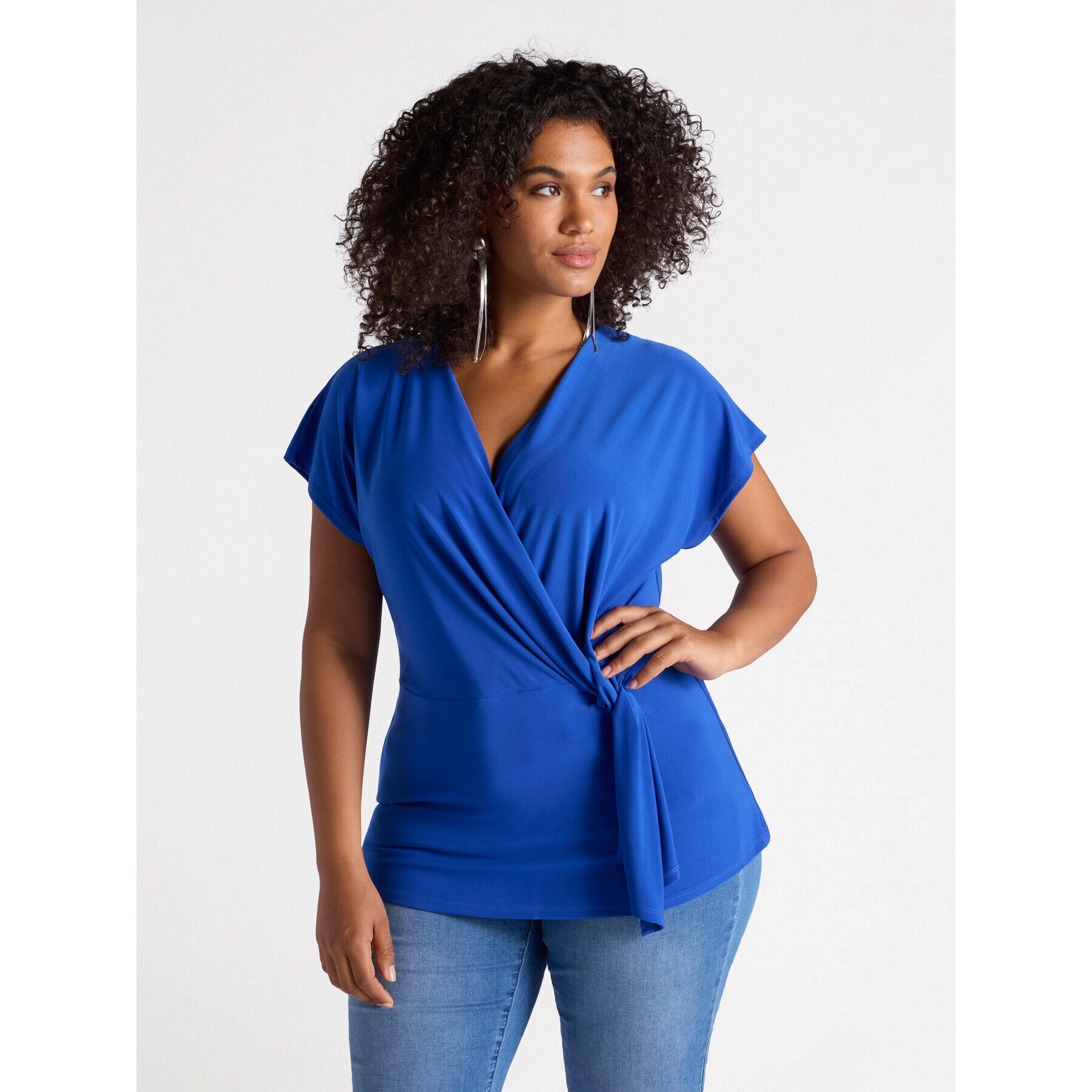 Fiorella Rubino - T-shirt in jersey con incrocio - Bluette