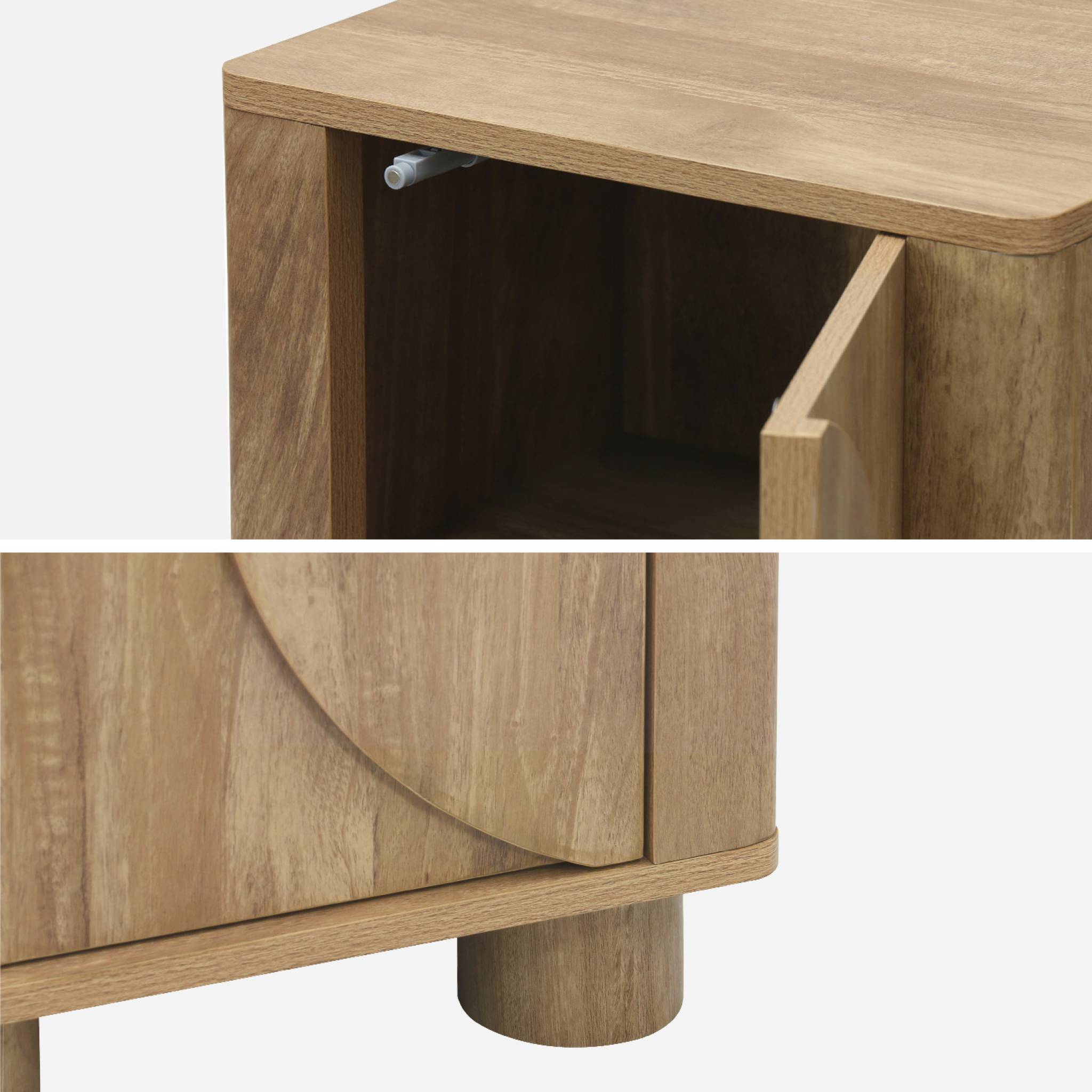 Table de chevet effet bois de manguier 1 porte réversible Pondi