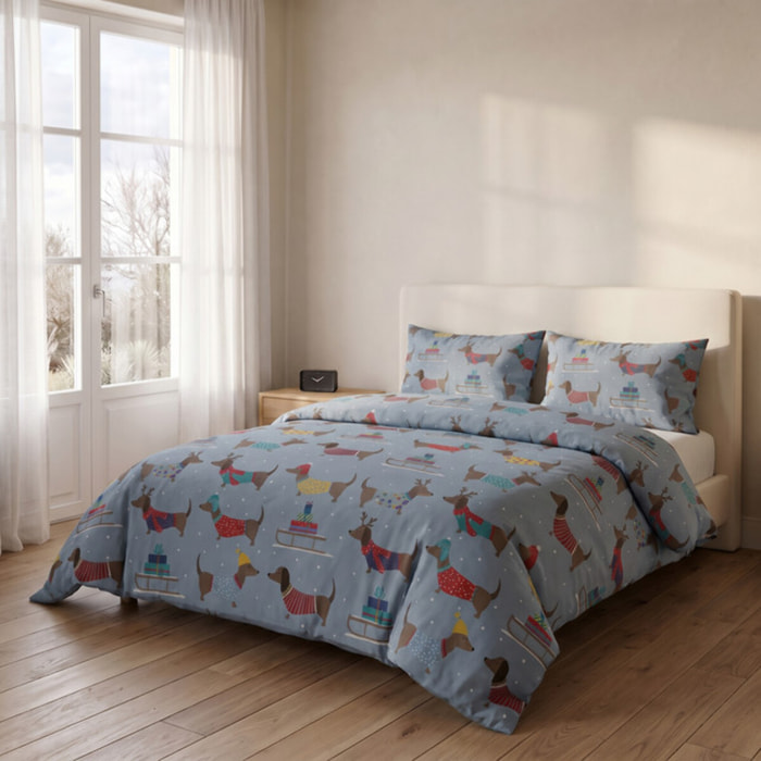 Set copripiumino in cotone con sacco e federa, morbido e traspirante, leggero e resistente 118 g/m², ideale per uso quotidiano, certificato OEKO-TEX, facile da lavare, comfort naturale e praticità per la biancheria da letto